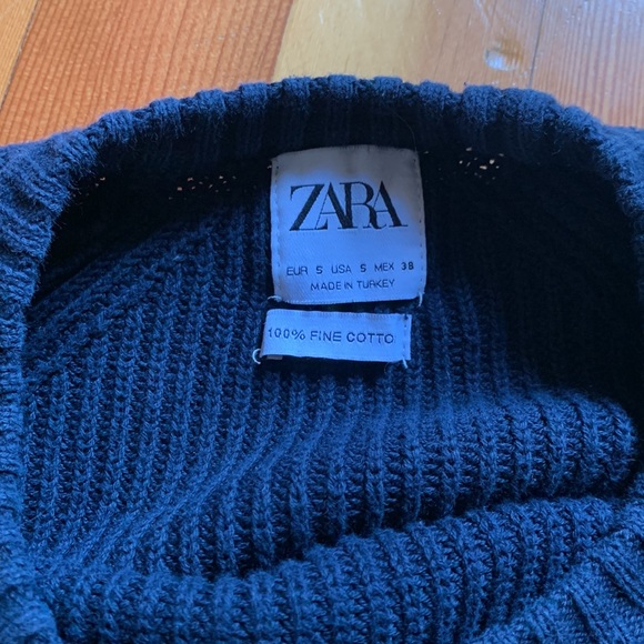 Zara 100% cotton crewneck sweater, dark navy blue - Picture 5 of 9